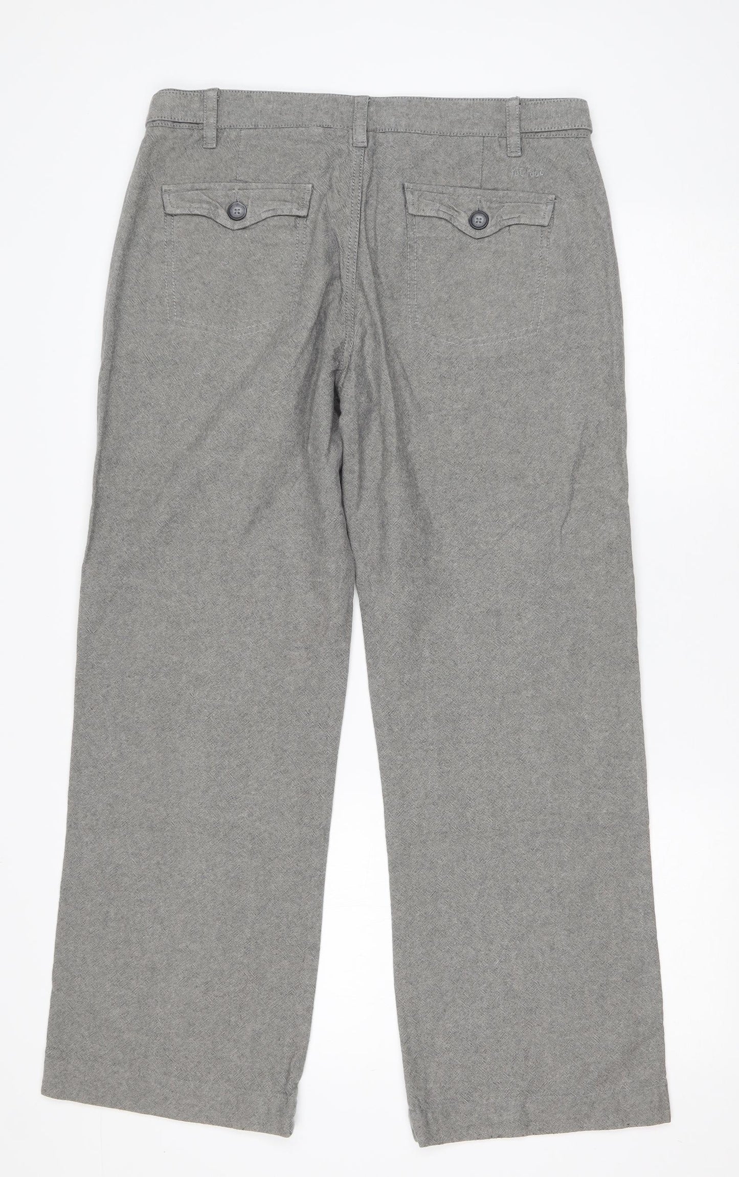 Fat Face Womens Grey  Cotton Trousers  Size 12 L28 in Regular Zip