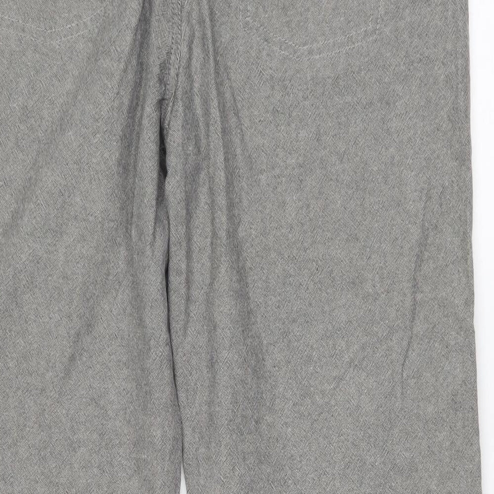Fat Face Womens Grey  Cotton Trousers  Size 12 L28 in Regular Zip