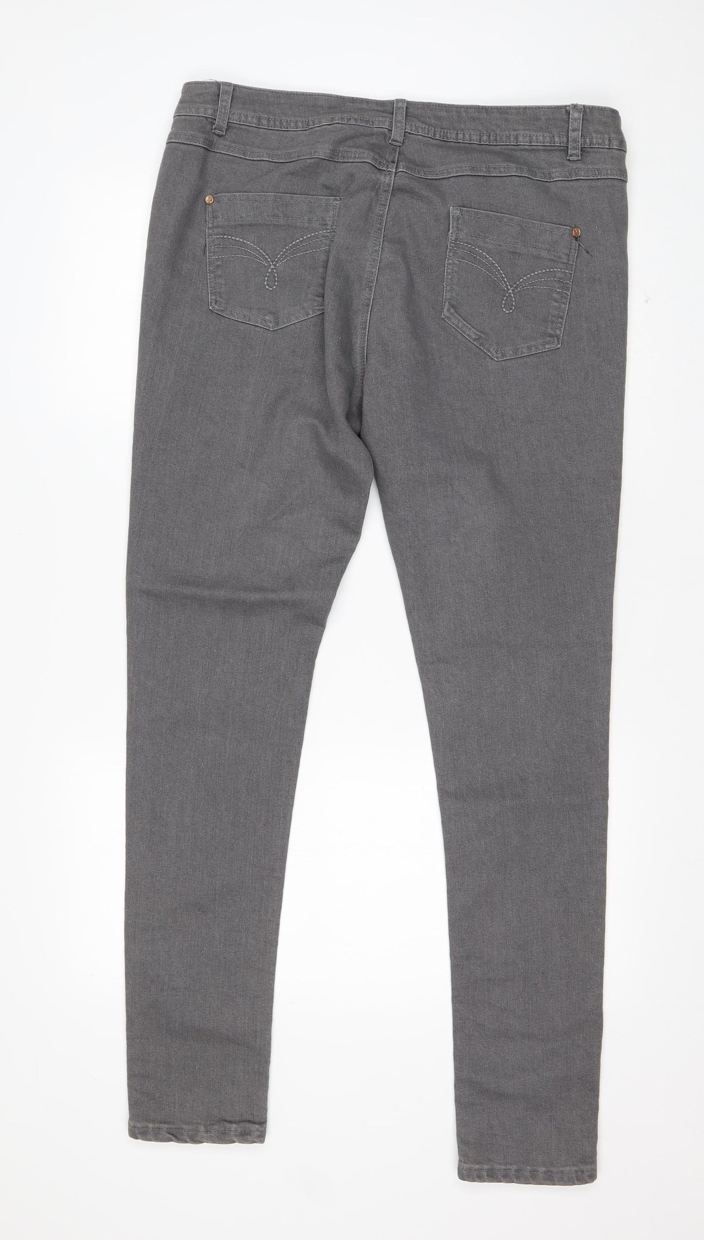 Denim & Co. Womens Grey  Cotton Straight Jeans Size 18 L30 in Regular Button