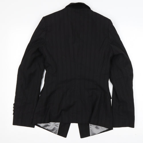Slater Womens Black Striped Polyester Jacket Suit Jacket Size 6
