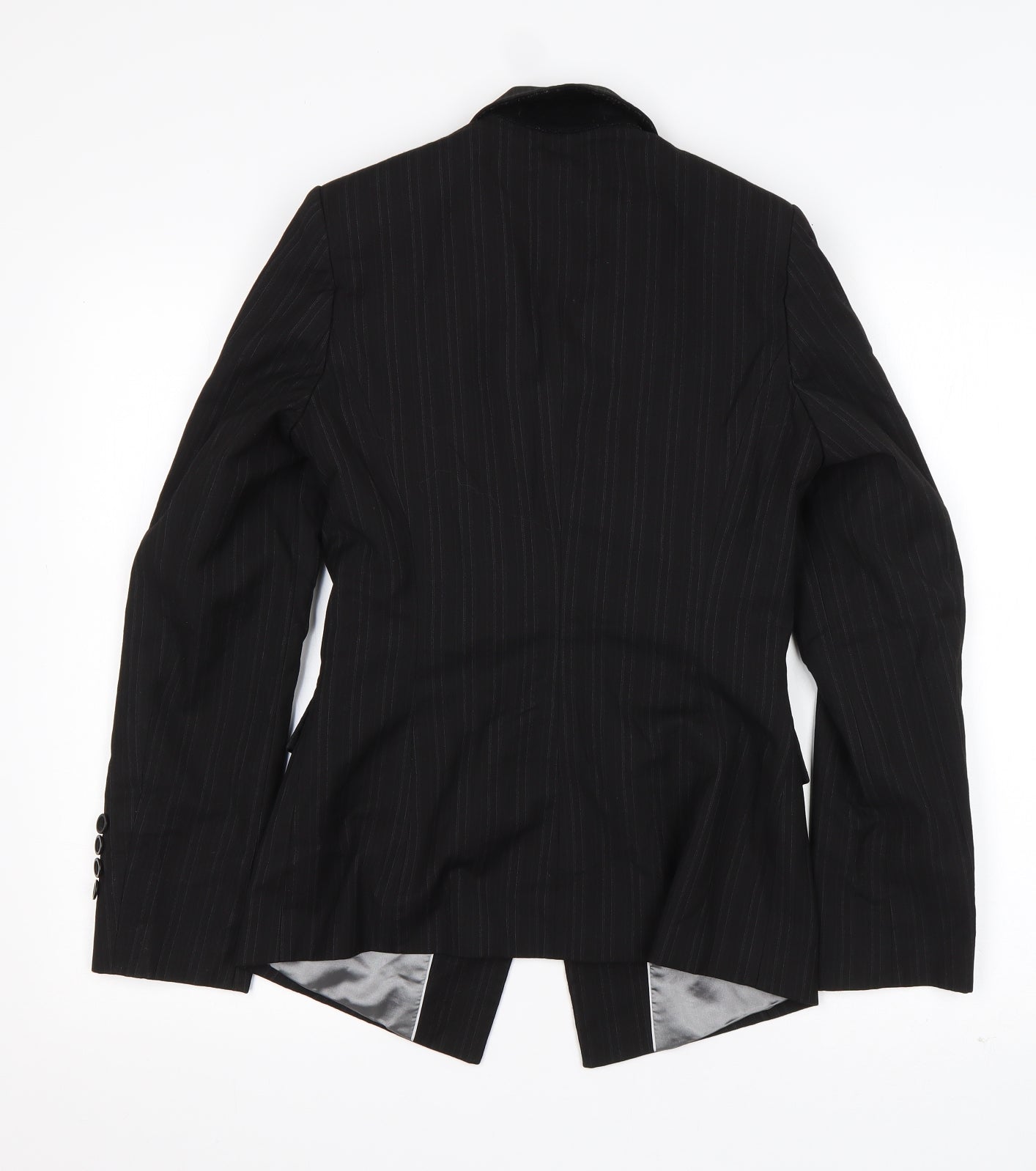 Slater Womens Black Striped Polyester Jacket Suit Jacket Size 6