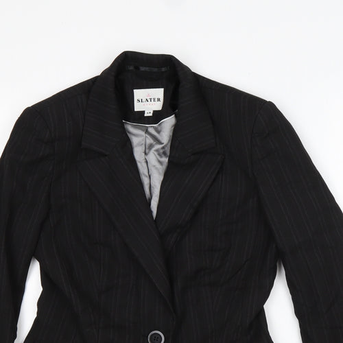 Slater Womens Black Striped Polyester Jacket Suit Jacket Size 6