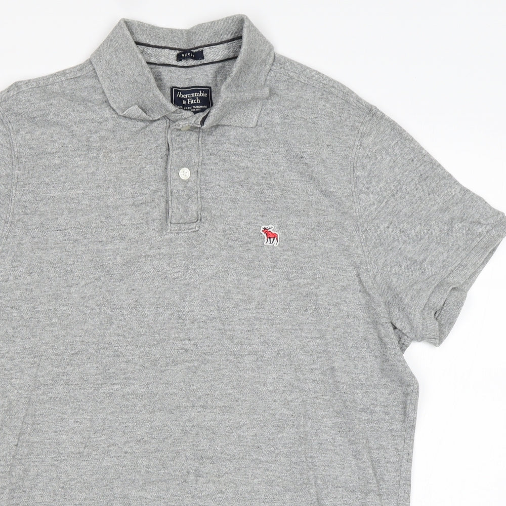 Abercrombie & Fitch Mens Grey  Cotton  Polo Size XL Collared Pullover
