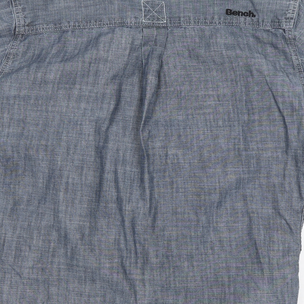 Bench Mens Blue  Cotton  Button-Up Size M Collared Button