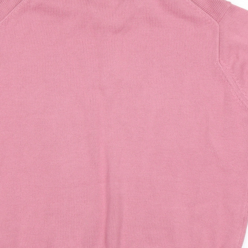 Country Collection Womens Pink  Cotton Basic T-Shirt Size S Collared