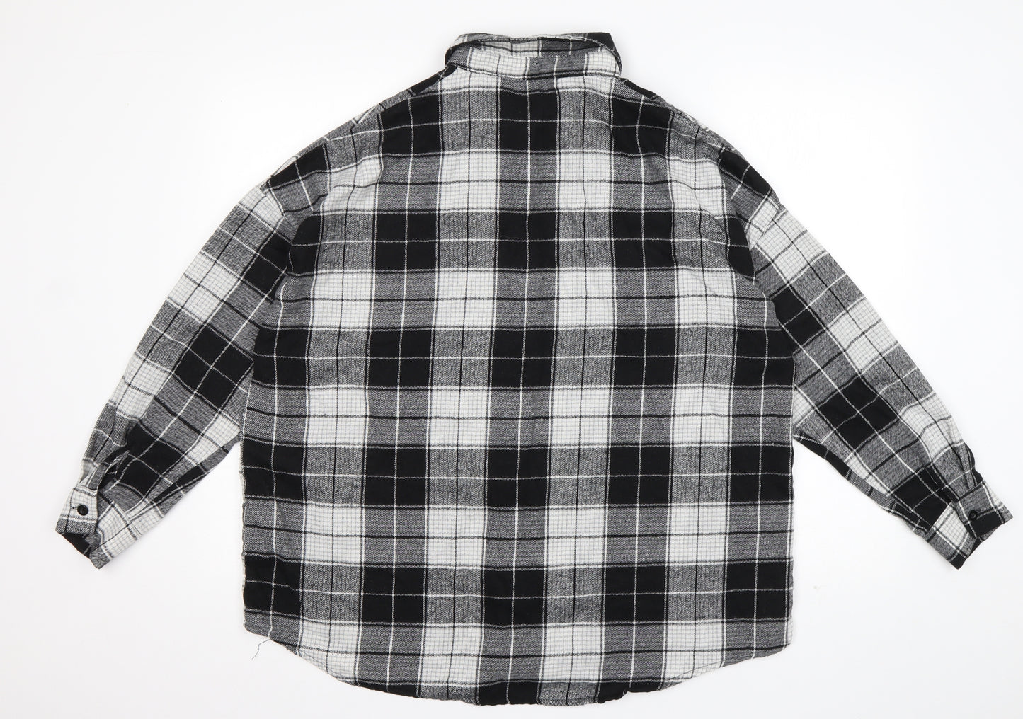 SheIn Womens Black Check Cotton Basic Button-Up Size S Collared