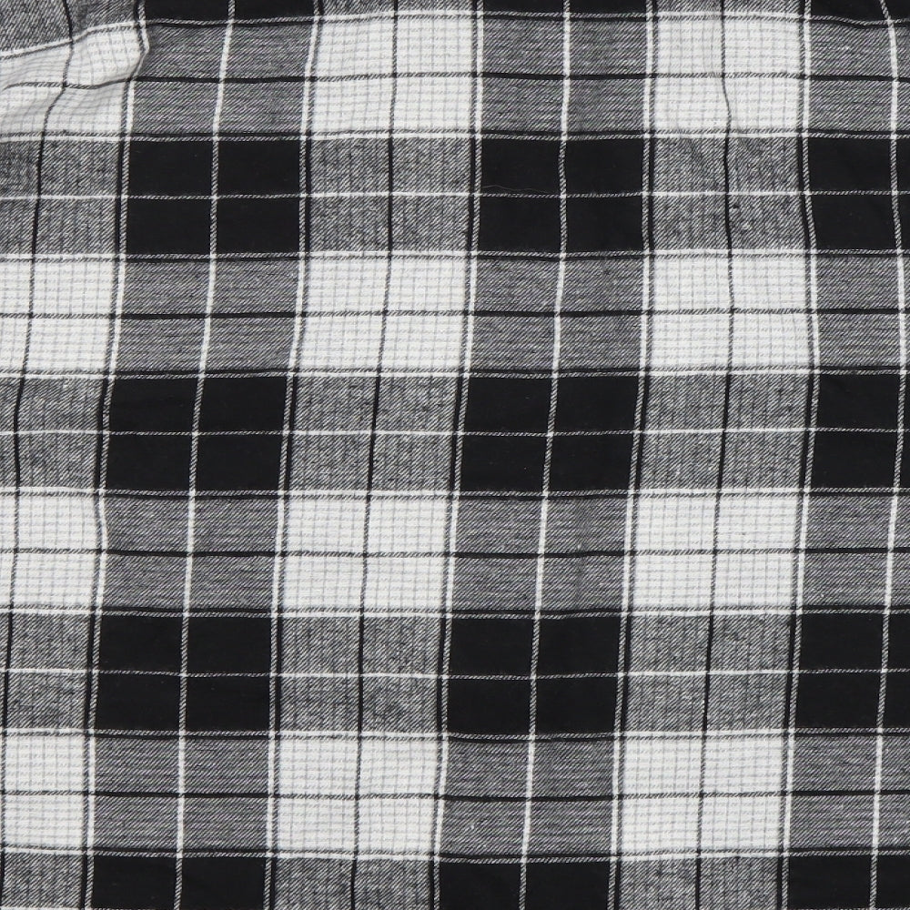 SheIn Womens Black Check Cotton Basic Button-Up Size S Collared