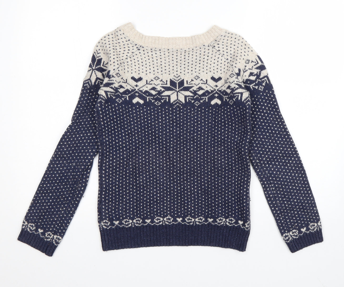 Fat Face Womens Blue High Neck Polka Dot Cotton Pullover Jumper Size 6