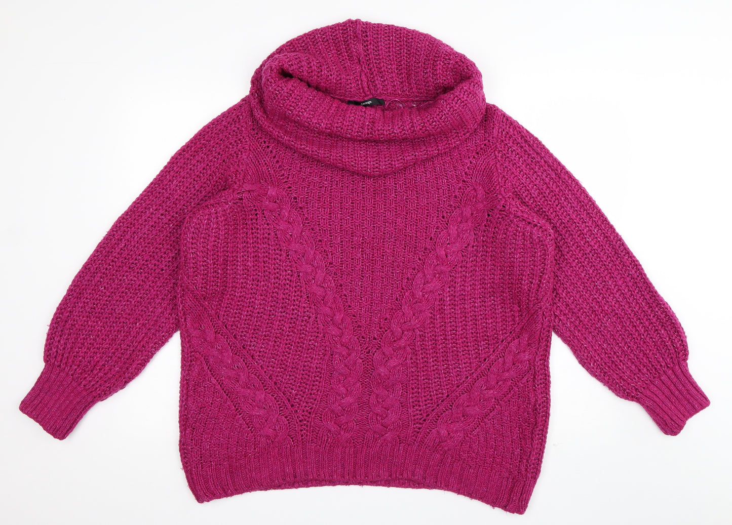 George Womens Pink Roll Neck  Acrylic Pullover Jumper Size 16
