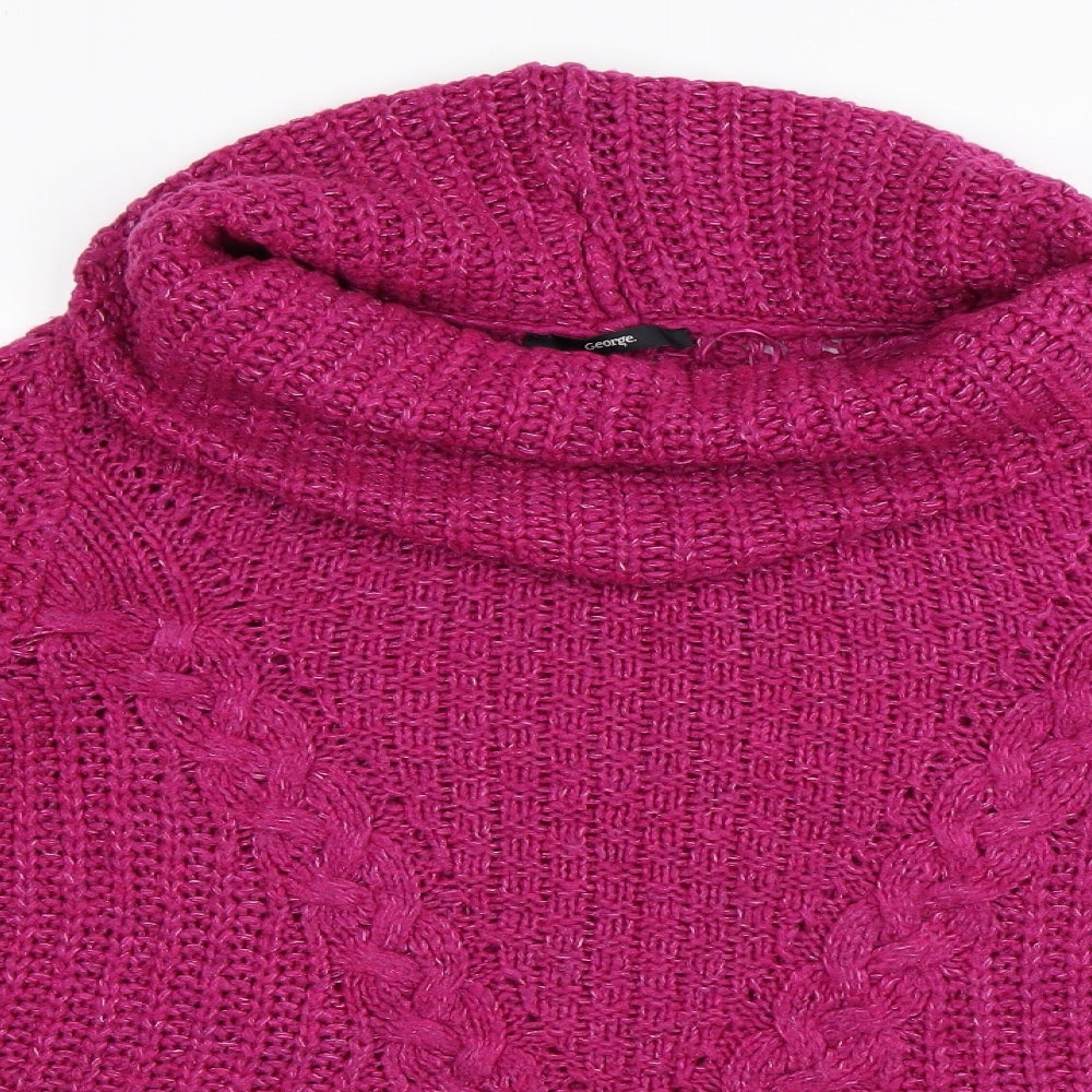 George Womens Pink Roll Neck  Acrylic Pullover Jumper Size 16