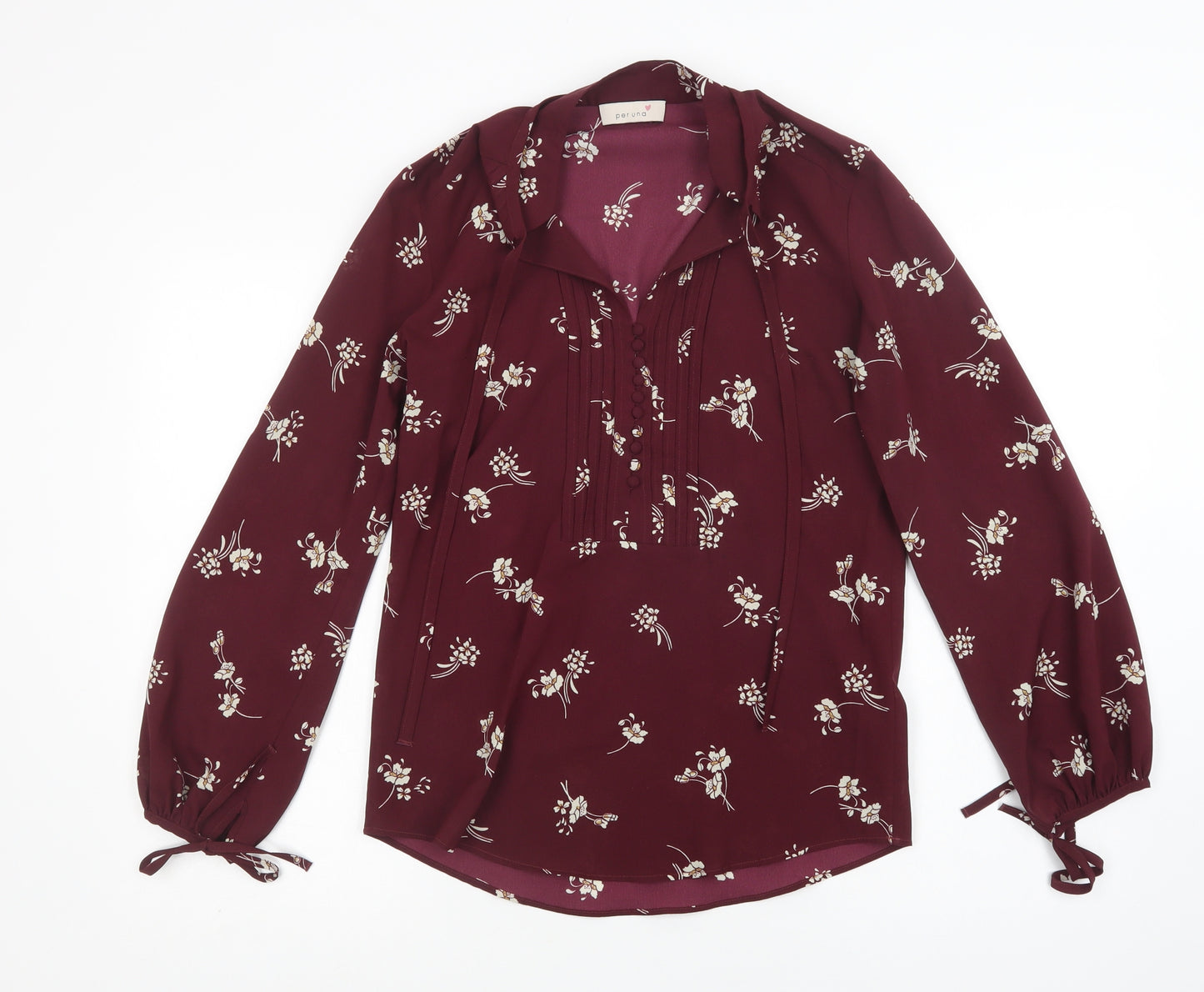 Per Una Womens Purple Floral Polyester Basic Button-Up Size 8 Collared