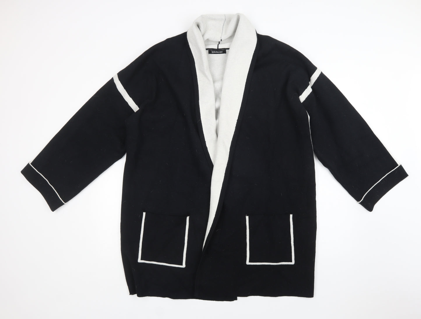 Kaleidoscope Womens Black Collared  Acrylic Cardigan Jumper Size 18