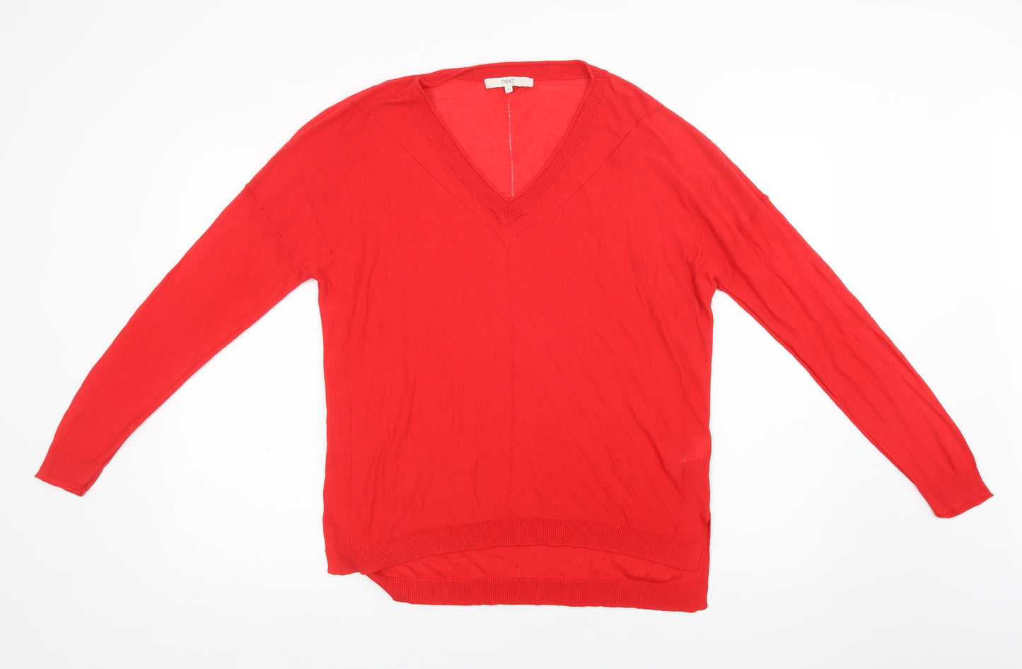 NEXT Womens Red V-Neck  Viscose Pullover Jumper Size 20