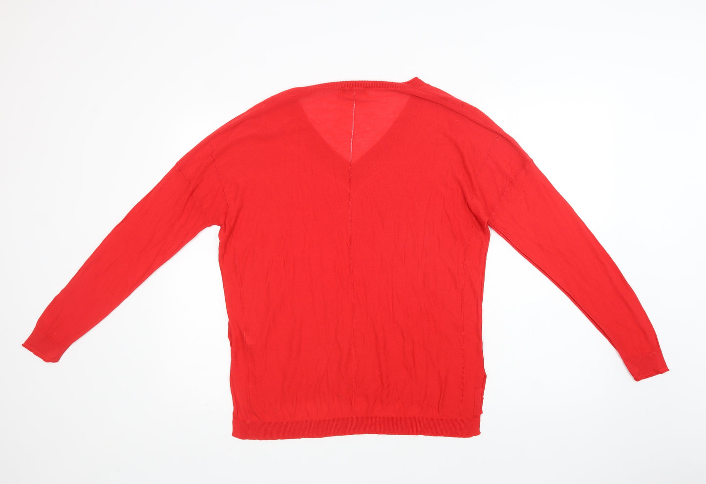 NEXT Womens Red V-Neck  Viscose Pullover Jumper Size 20