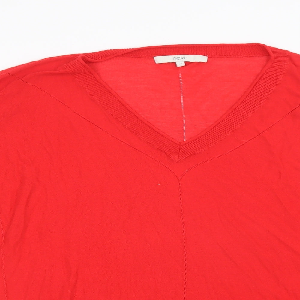 NEXT Womens Red V-Neck  Viscose Pullover Jumper Size 20