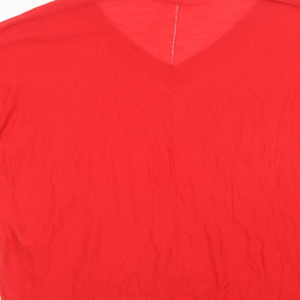 NEXT Womens Red V-Neck  Viscose Pullover Jumper Size 20