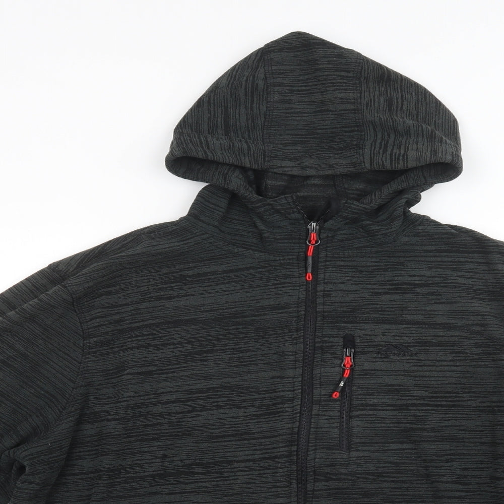 Trespass Mens Green Striped Polyester Full Zip Hoodie Size L
