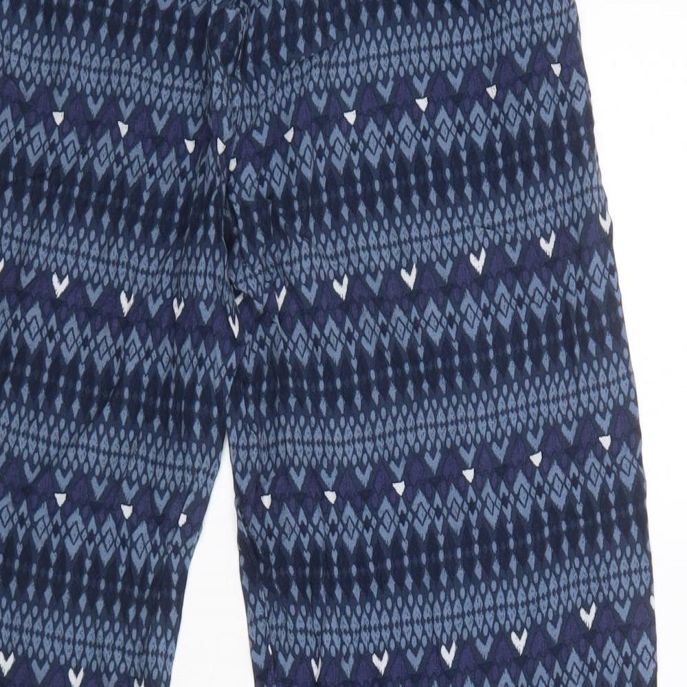 Mantaray Womens Blue Geometric Viscose Trousers  Size 12 L27 in Regular Drawstring