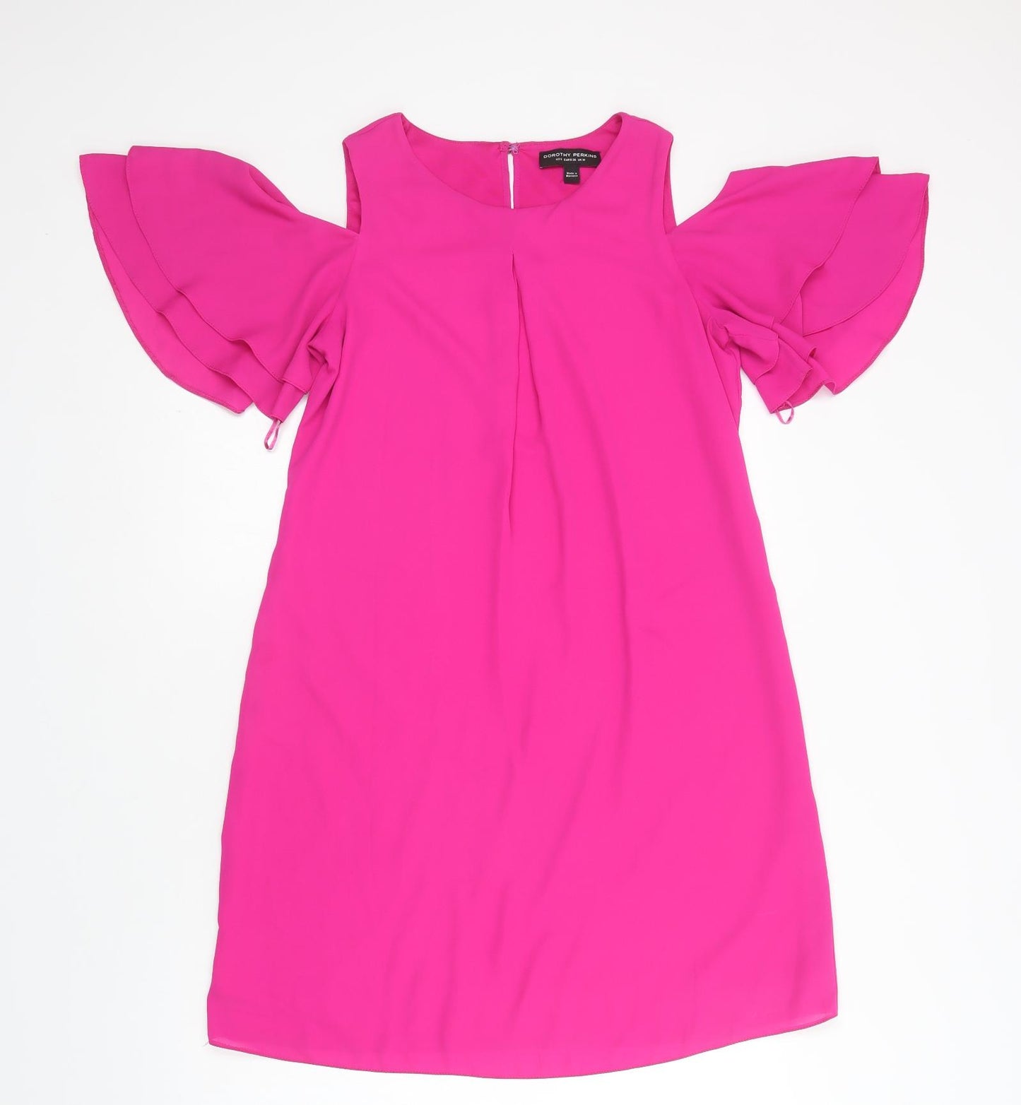 Dorothy Perkins Womens Pink  Polyester Shift  Size 10  Round Neck Zip - Cold Shoulder