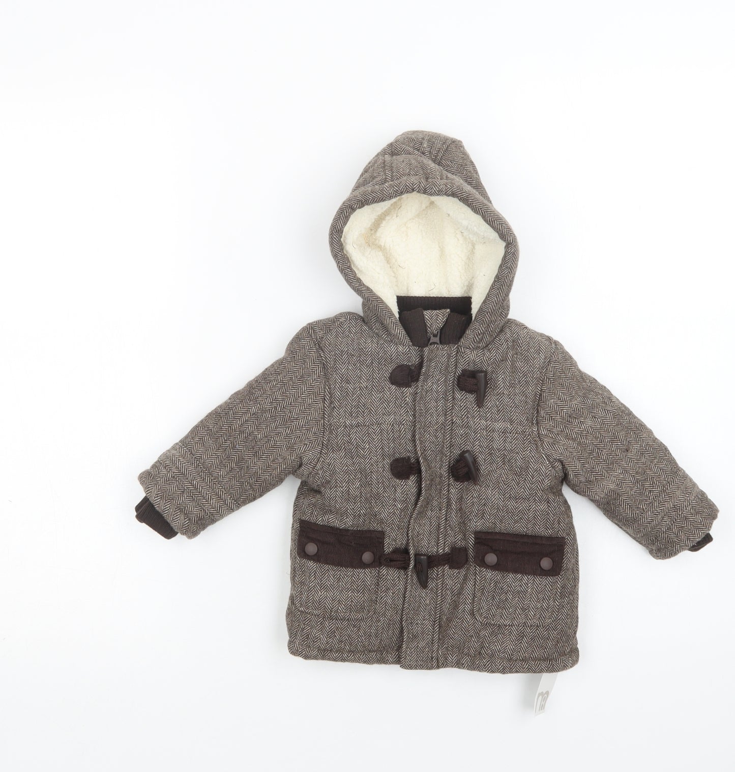 Mothercare Baby Brown Herringbone  Basic Jacket Jacket Size 3-6 Months   Zip