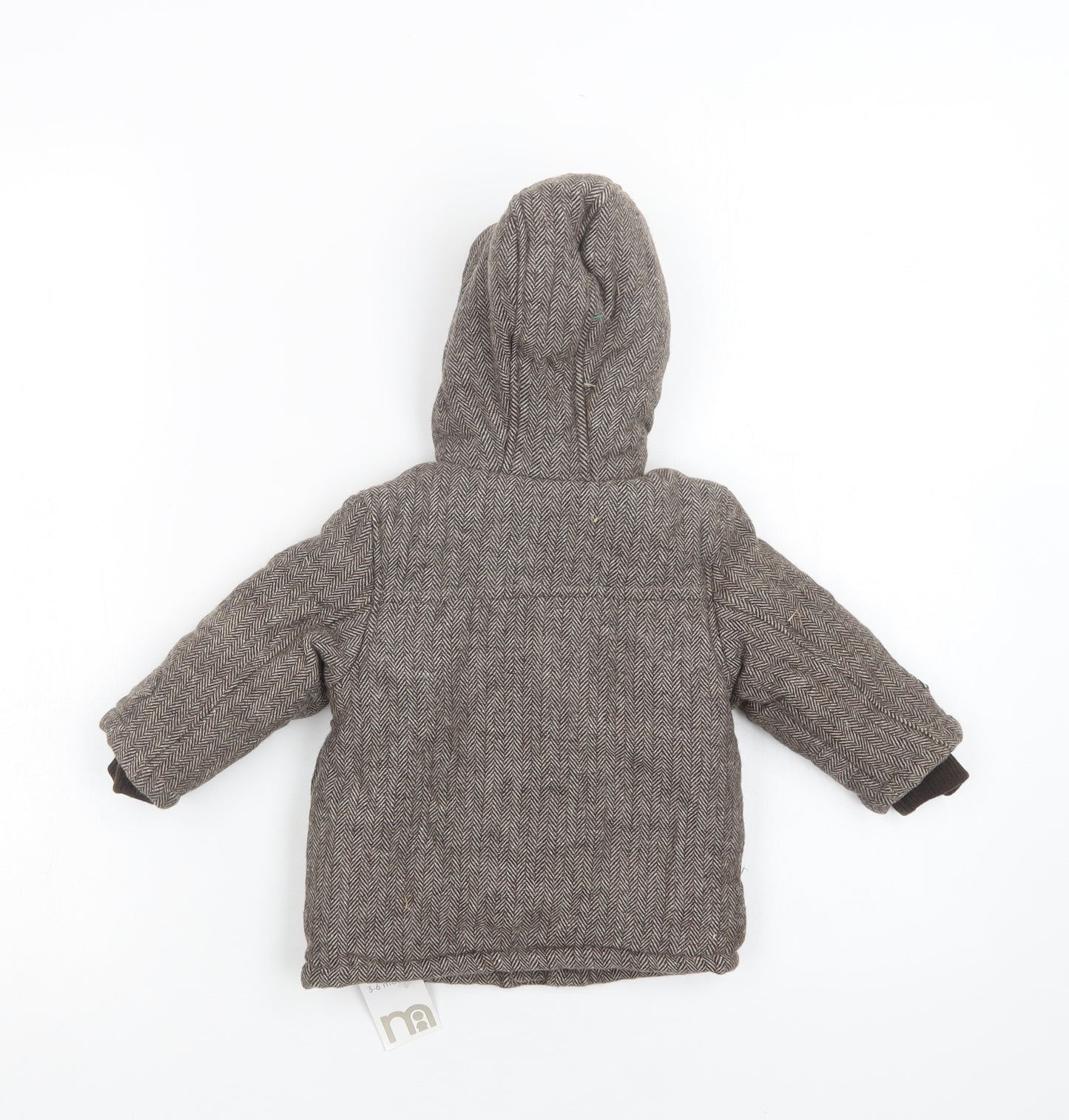 Mothercare Baby Brown Herringbone  Basic Jacket Jacket Size 3-6 Months   Zip