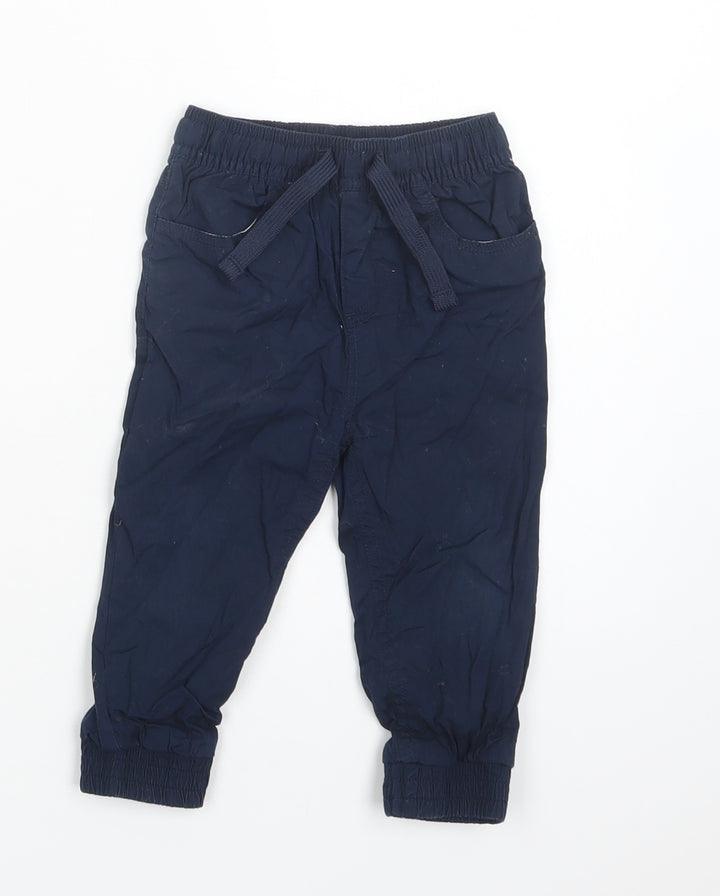 Primark Baby Blue Cotton Jogger Trousers Size 12-18 Months Drawstring