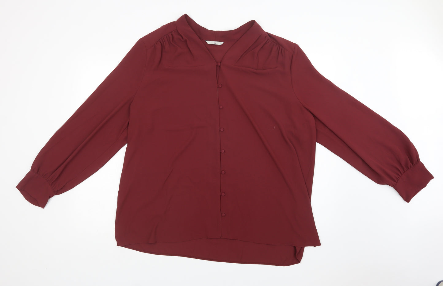 TU Womens Purple  Polyester Basic Blouse Size 22 V-Neck