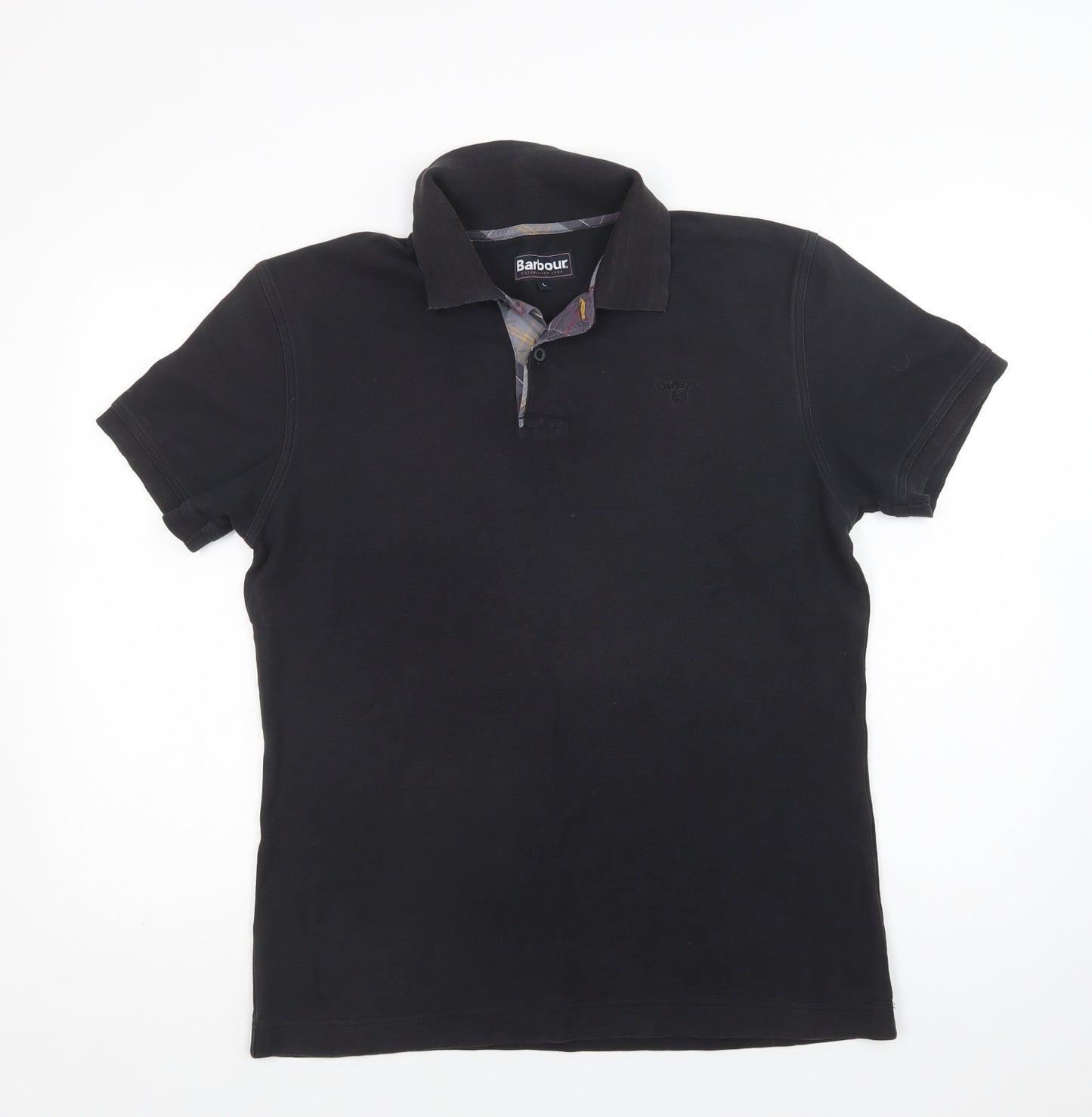 Barbour Mens Black  Cotton  Polo Size L Collared Button