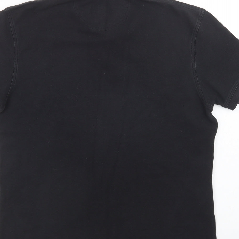 Barbour Mens Black  Cotton  Polo Size L Collared Button