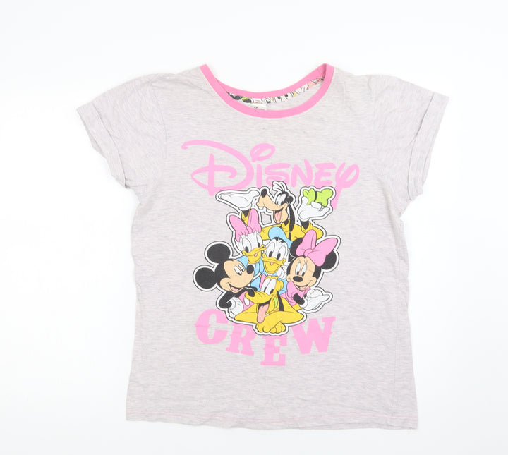 Disney Womens Grey Cotton Top Pyjama Top Size 12 - Mickey and Friends
