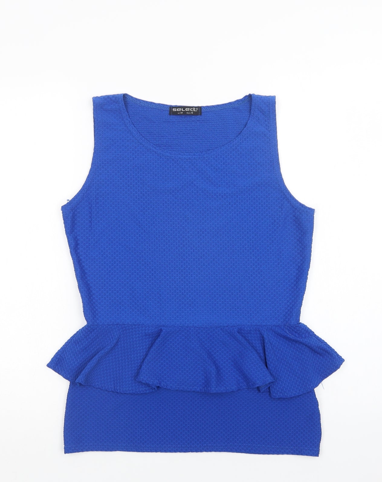 Select Womens Blue  Polyester Basic Blouse Size 14 Round Neck