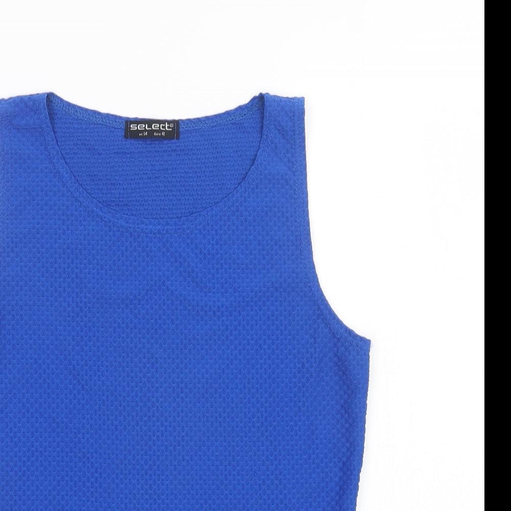 Select Womens Blue  Polyester Basic Blouse Size 14 Round Neck