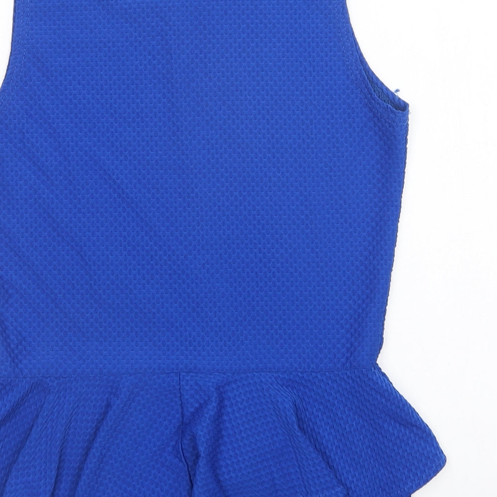 Select Womens Blue  Polyester Basic Blouse Size 14 Round Neck