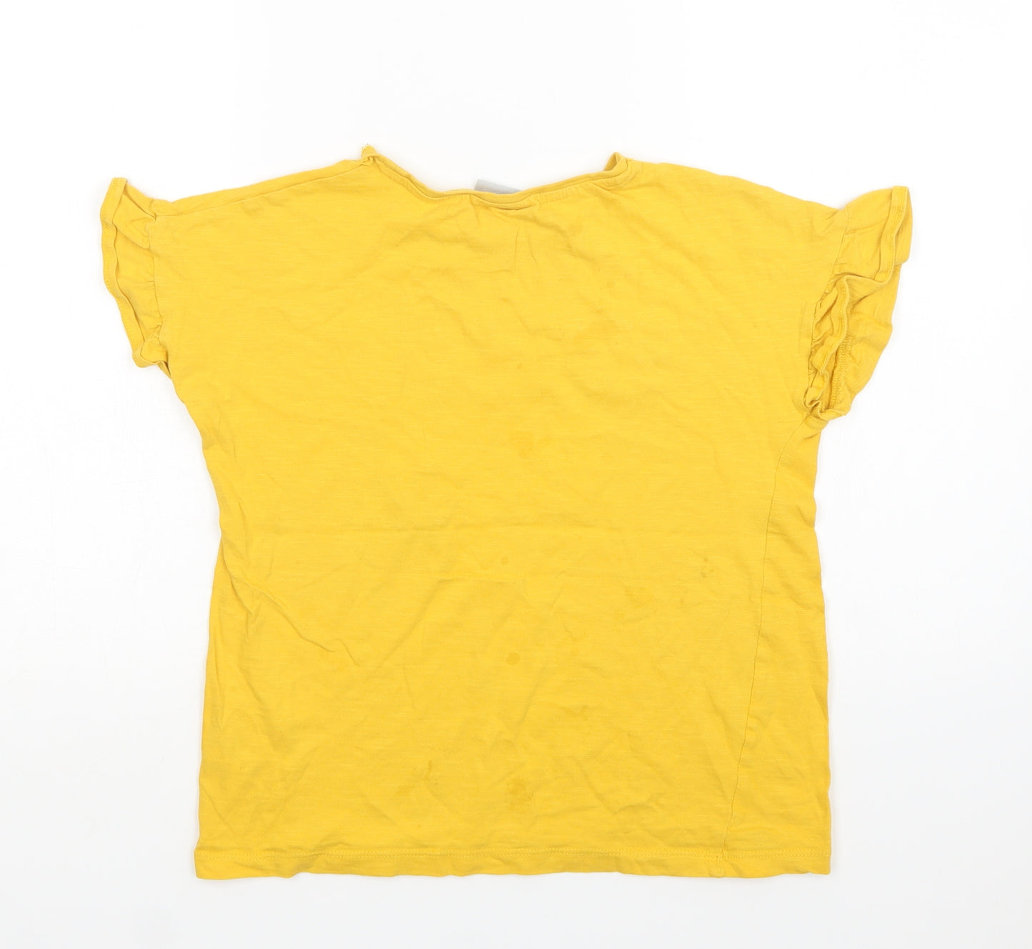 Matalan Girls Yellow  Cotton Basic T-Shirt Size 12 Years Crew Neck
