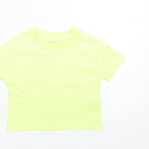 NEXT Girls Green  Cotton Basic T-Shirt Size 3 Years Crew Neck  - Neon