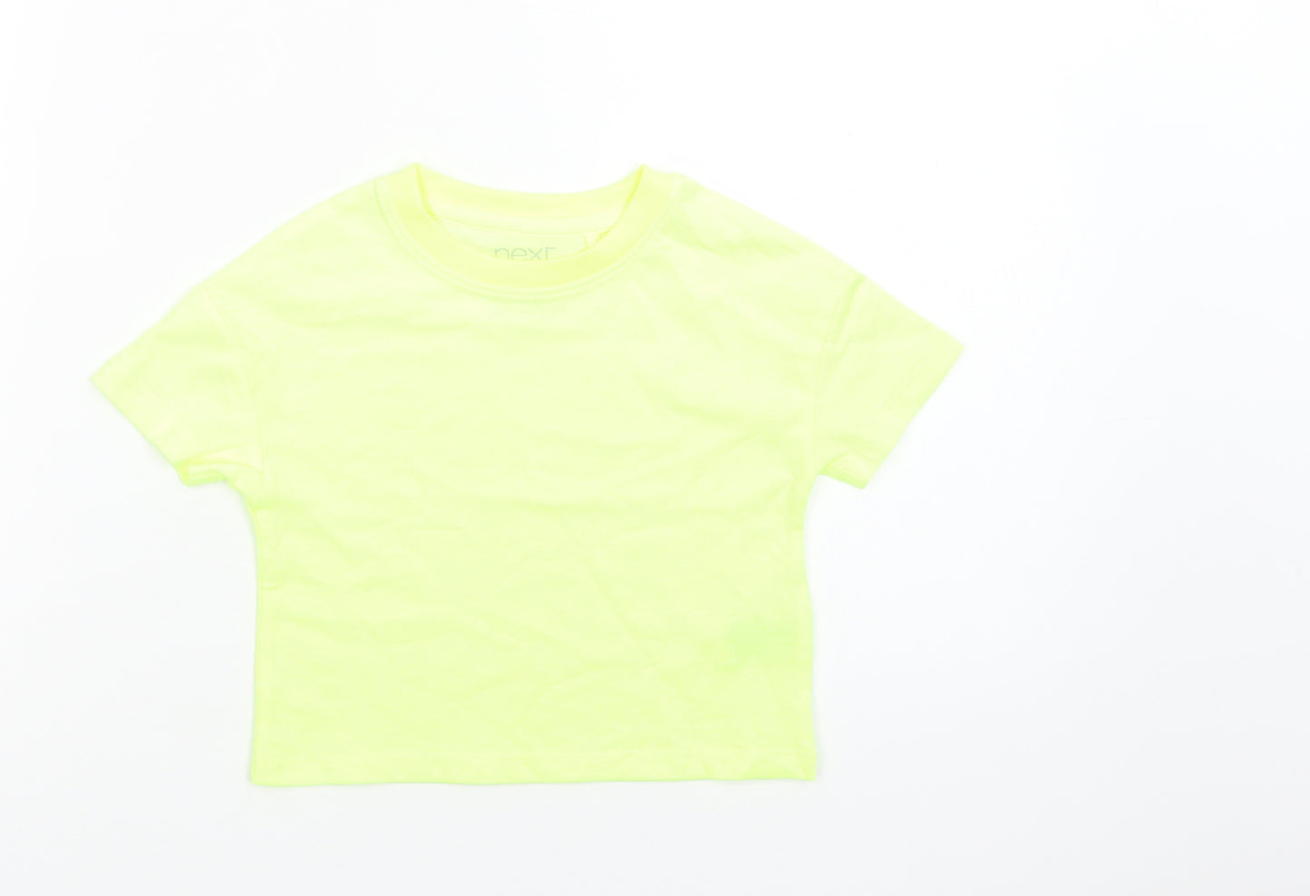 NEXT Girls Green  Cotton Basic T-Shirt Size 3 Years Crew Neck  - Neon
