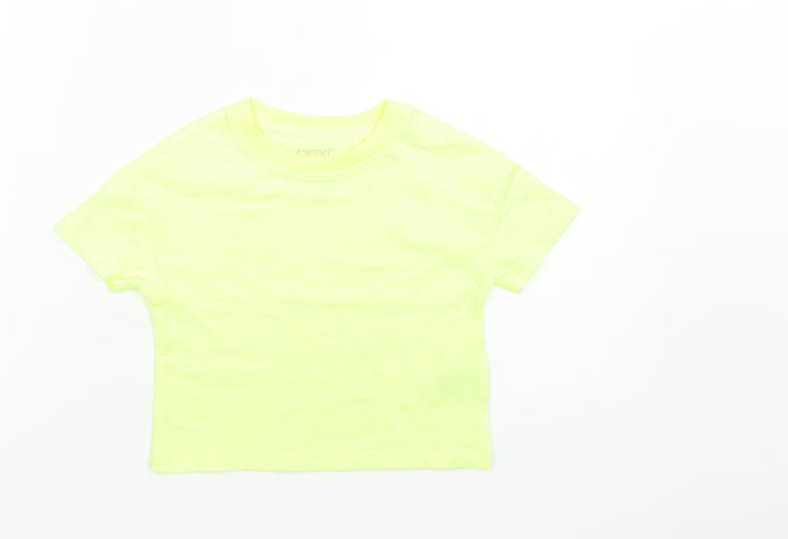 NEXT Girls Green  Cotton Basic T-Shirt Size 3 Years Crew Neck  - Neon