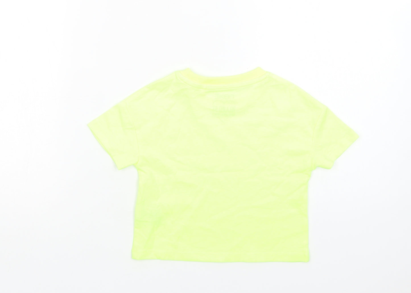 NEXT Girls Green  Cotton Basic T-Shirt Size 3 Years Crew Neck  - Neon
