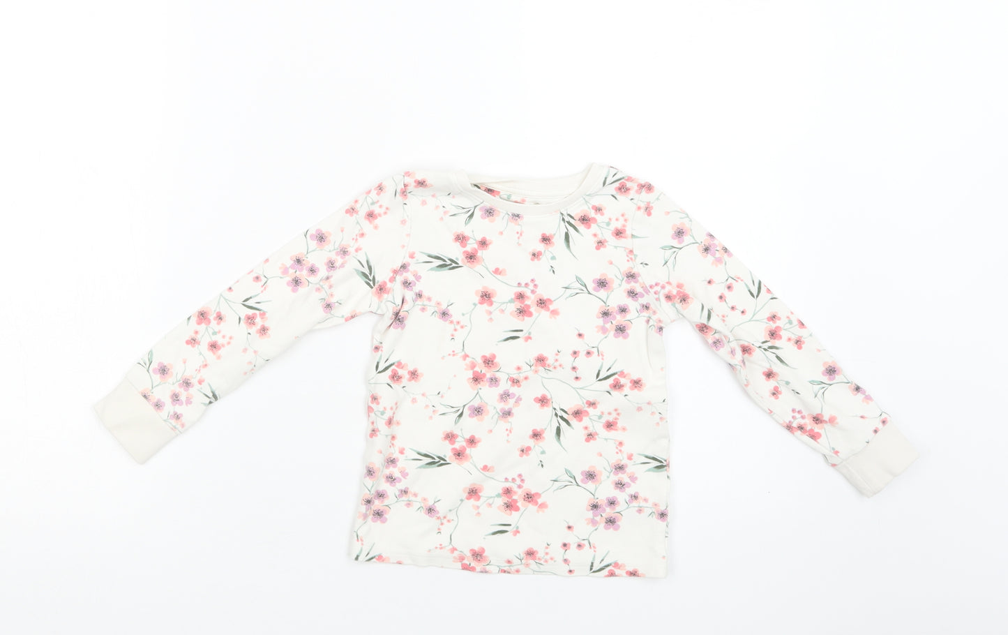 NEXT Girls White Floral Cotton Top Pyjama Top Size 4 Years