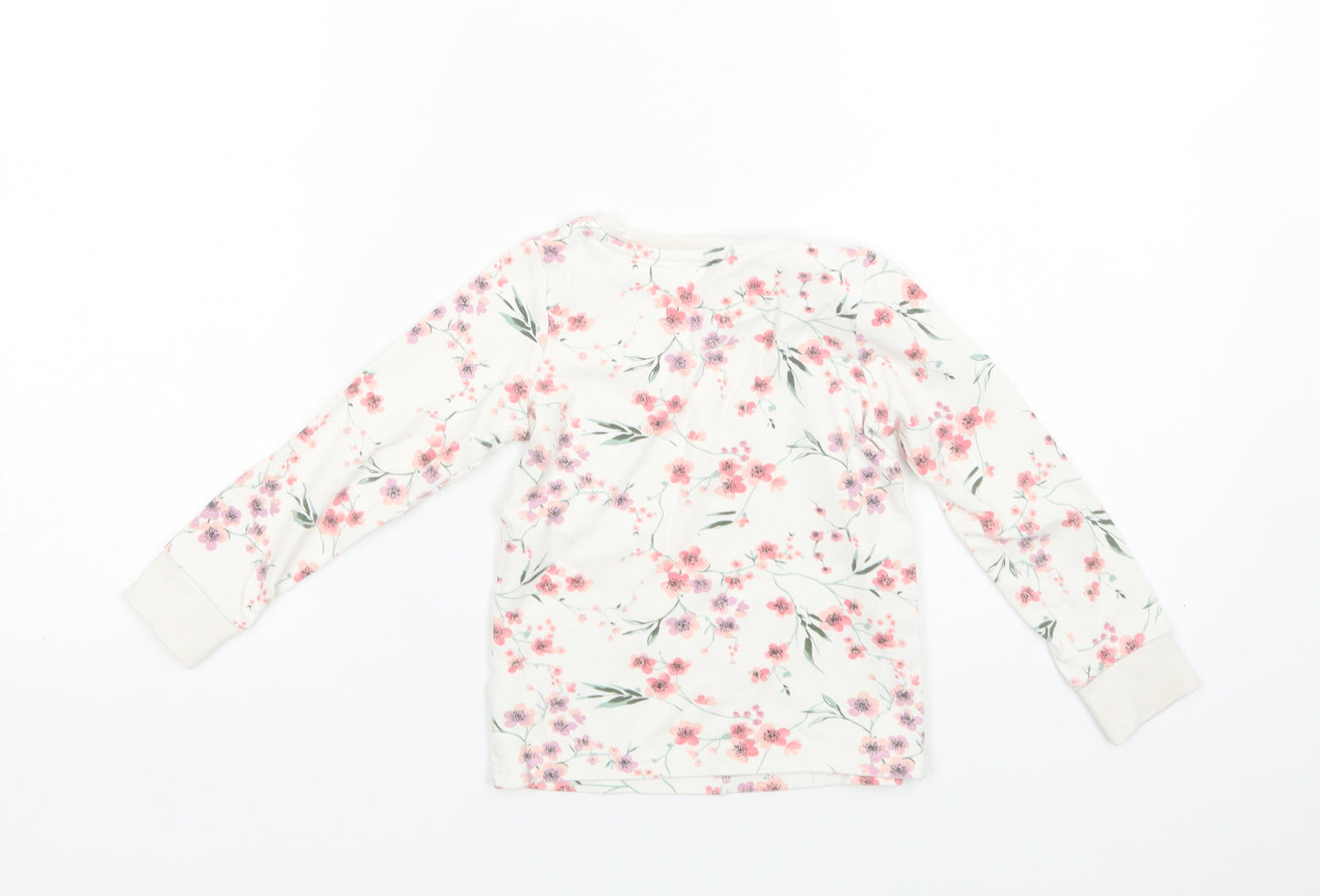NEXT Girls White Floral Cotton Top Pyjama Top Size 4 Years
