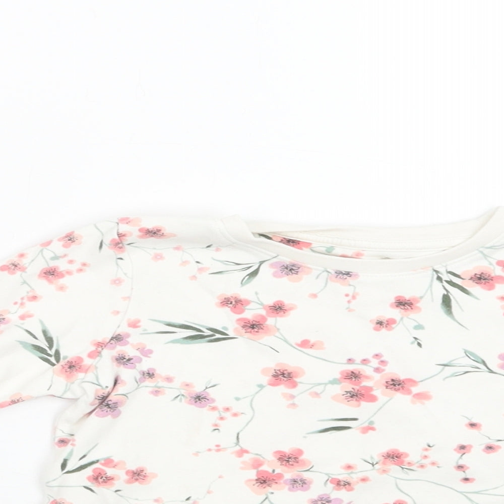 NEXT Girls White Floral Cotton Top Pyjama Top Size 4 Years