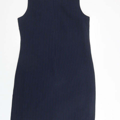 AYC By Joshua Faulk Womens Blue Striped Polyester Pinafore/Dungaree Dress  Size 14  Round Neck Zip