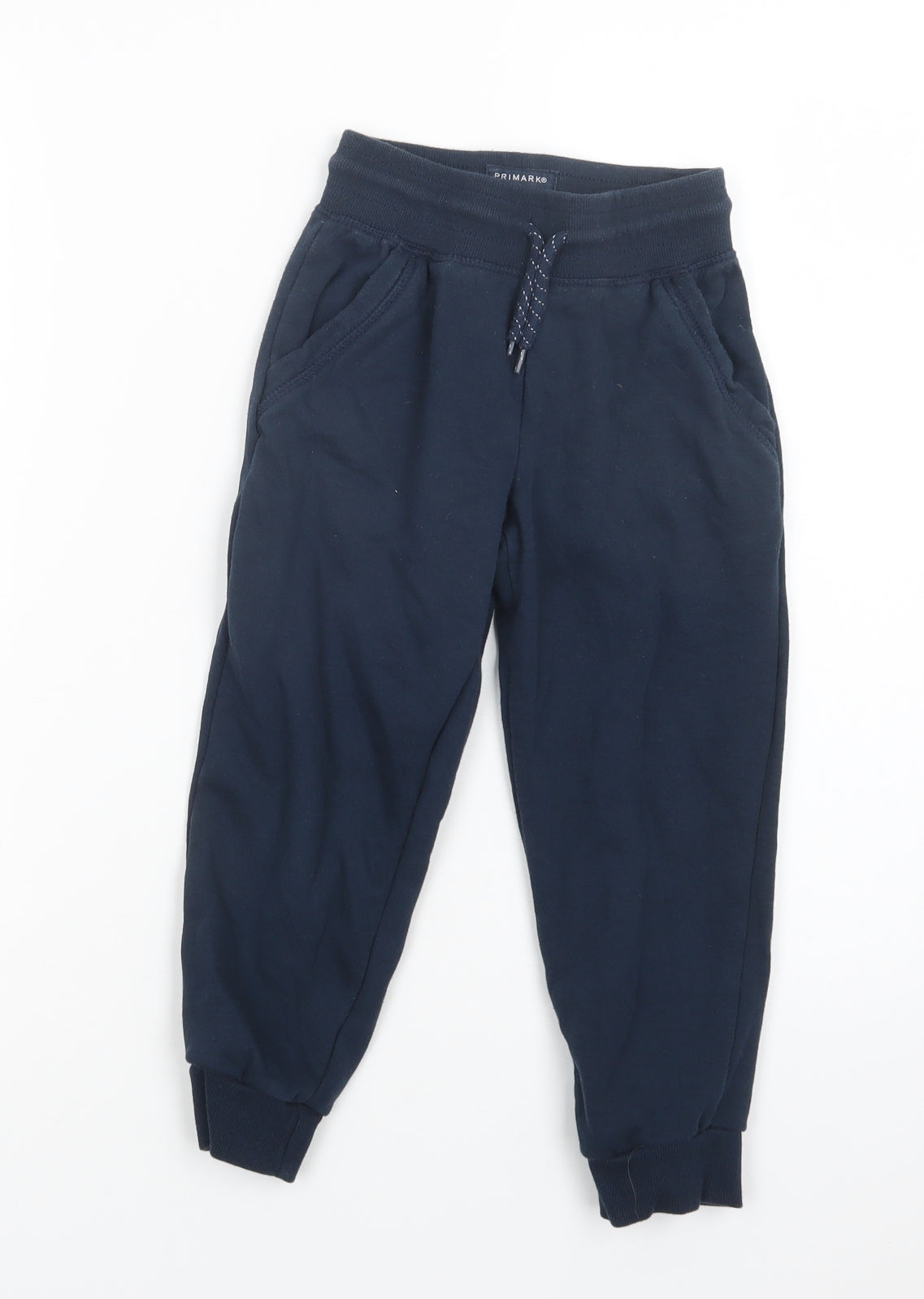 Primark Girls Blue  Cotton Jogger Trousers Size 5-6 Years  Regular Drawstring