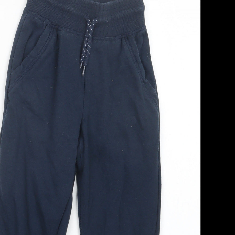 Primark Girls Blue  Cotton Jogger Trousers Size 5-6 Years  Regular Drawstring