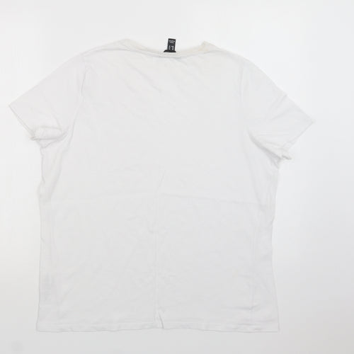 New Look Womens White  Cotton Basic T-Shirt Size 14 Crew Neck