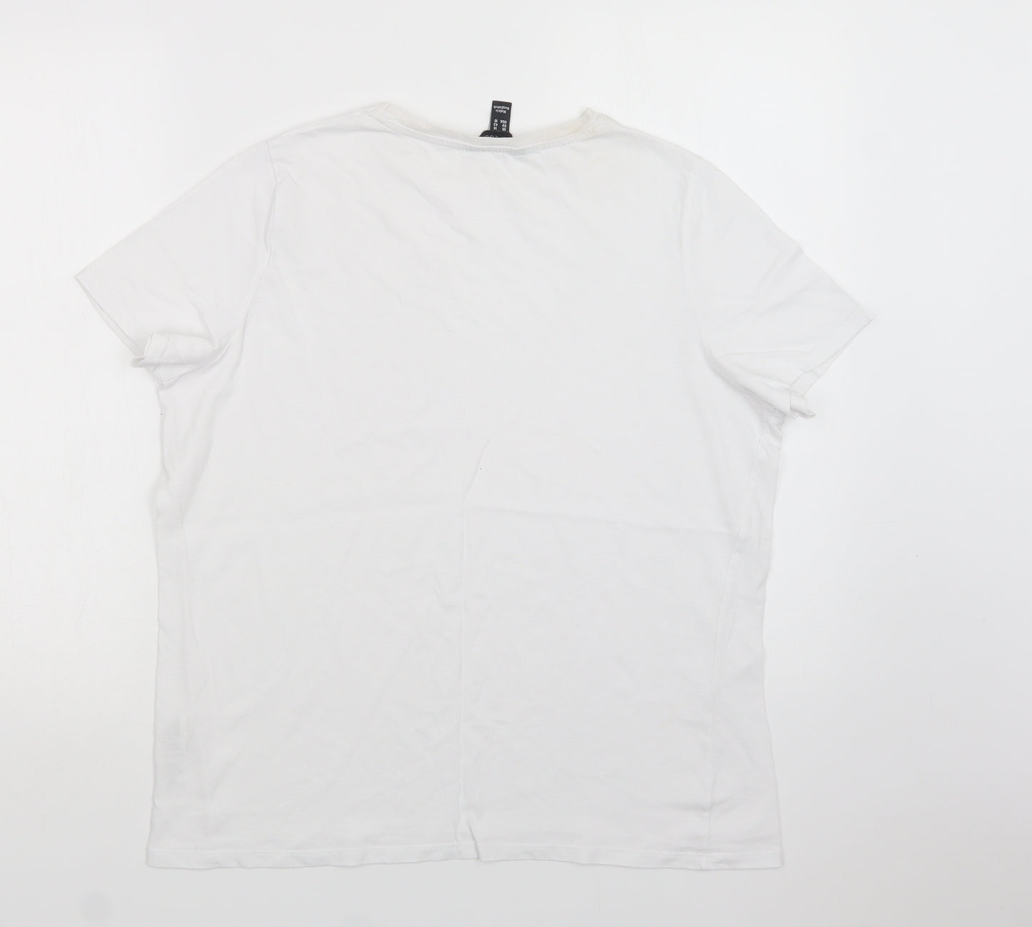 New Look Womens White  Cotton Basic T-Shirt Size 14 Crew Neck
