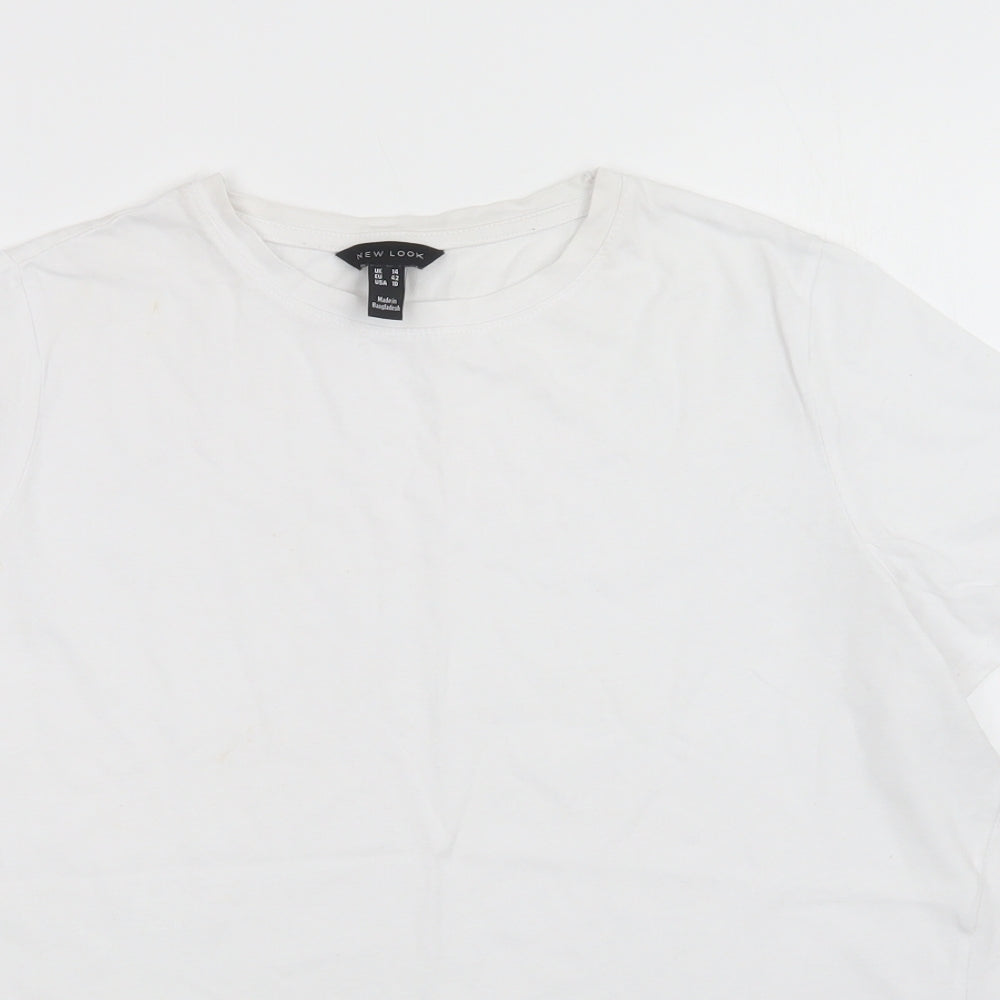 New Look Womens White  Cotton Basic T-Shirt Size 14 Crew Neck