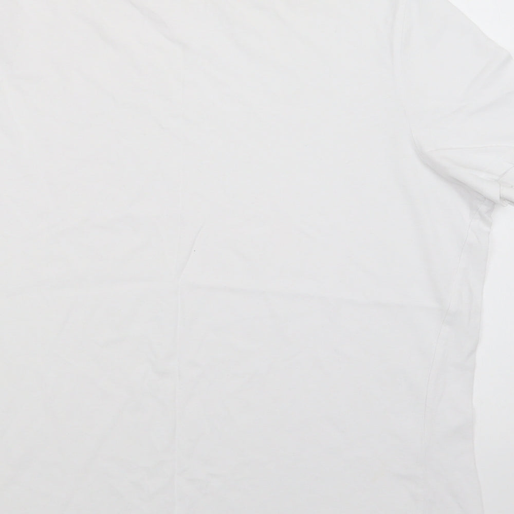 New Look Womens White  Cotton Basic T-Shirt Size 14 Crew Neck