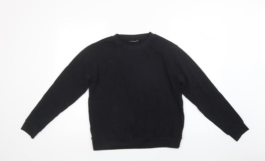 Front view of ASOS women’s black cotton pullover sweatshirt, size UK 8
