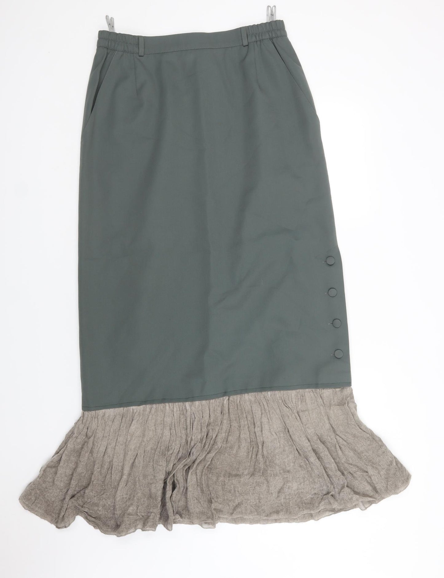Trevira Womens Green  Polyester Maxi Skirt Size 14   Zip